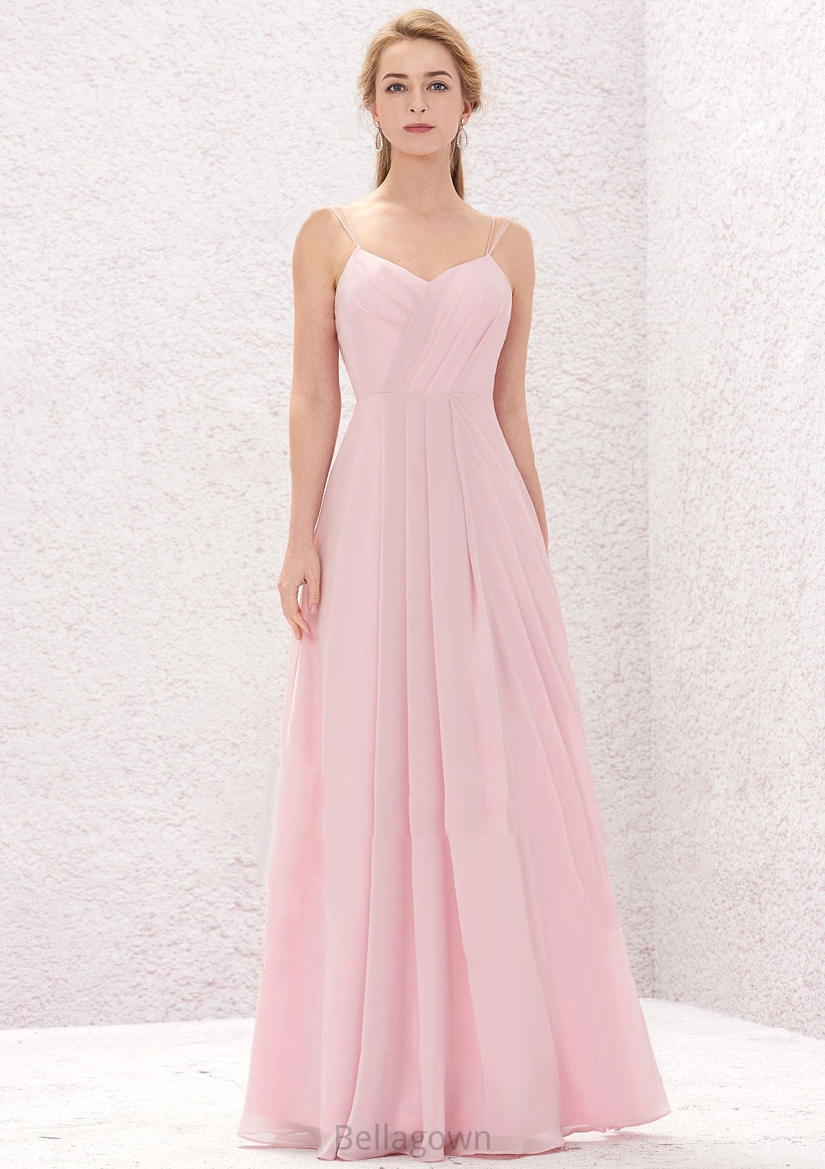 A-line Sweetheart Sleeveless Long/Floor-Length Chiffon Bridesmaid Dresses With Pleated Carolina DNP0025335