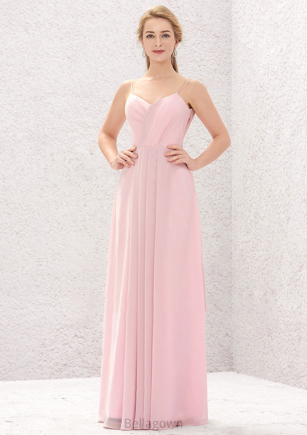 A-line Sweetheart Sleeveless Long/Floor-Length Chiffon Bridesmaid Dresses With Pleated Carolina DNP0025335