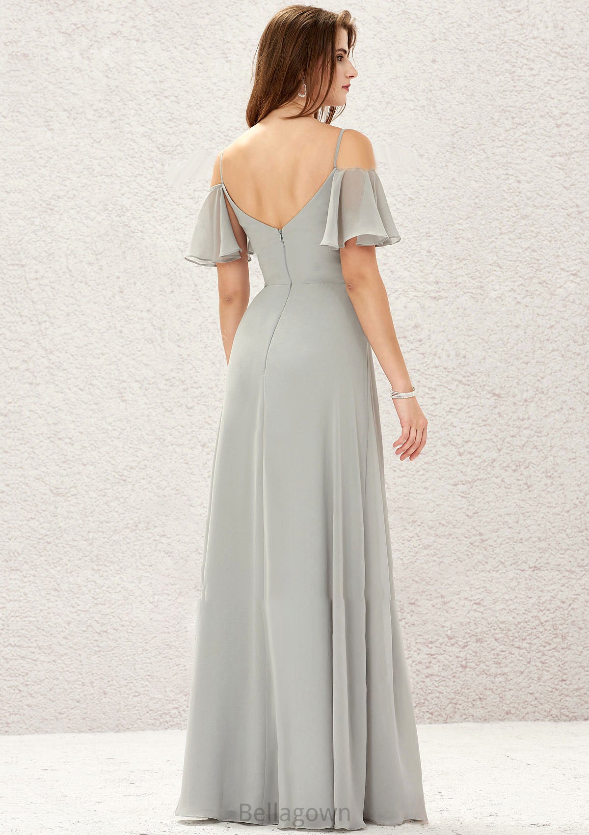 A-line Sweetheart Short Sleeve Long/Floor-Length Chiffon Bridesmaid Dresses With Pleated Gia DNP0025338