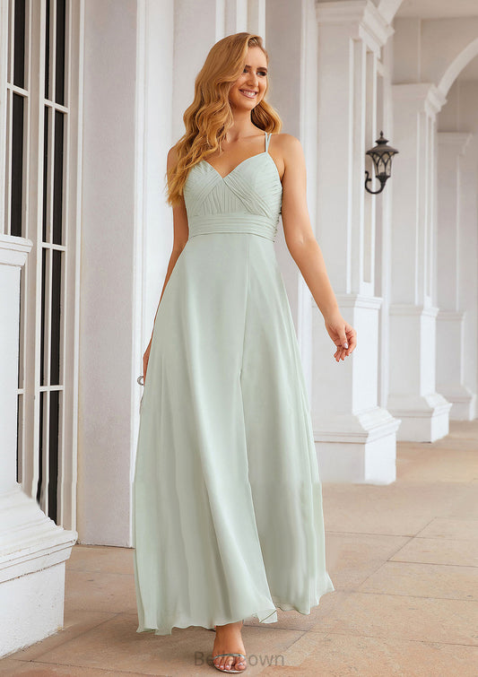 A-line Sweetheart Sleeveless Long/Floor-Length Chiffon Bridesmaid Dresses With Pleated Split.co.uk Hallie DNP0025339