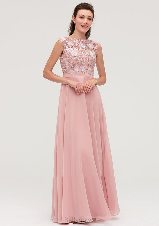 Sleeveless Chiffon A-line/Princess Long/Floor-Length Bridesmaid Dresseses With Sashes Appliqued Tia DNP0025348