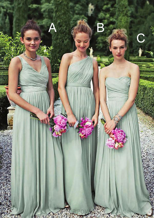 Pleated Sleeveless Floor-Length A-Line Combination Gentle Bridesmaid Dresseses Sariah DNP0025353