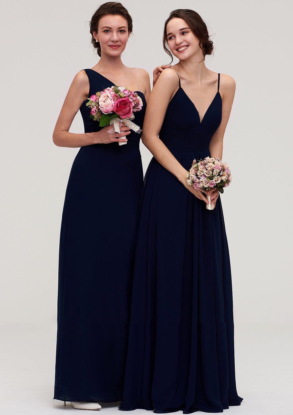 Sleeveless V Neck A-line/Princess Chiffon Long/Floor-Length Bridesmaid Dresseses With Pleated Setlla DNP0025357