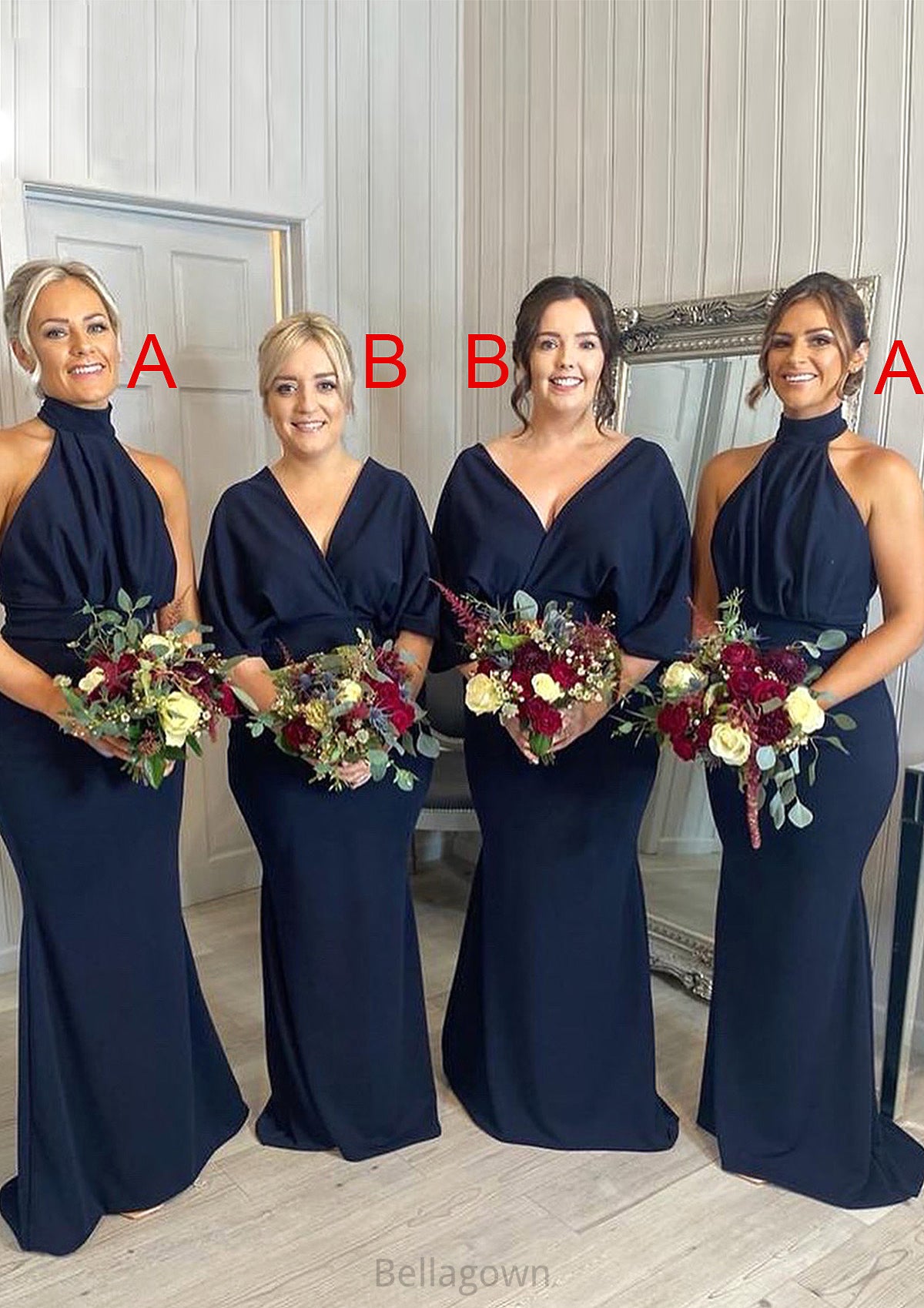 Sheath/Column Sleeveless Long/Floor-Length Satin Bridesmaid Dresses With Pleated Nan DNP0025394