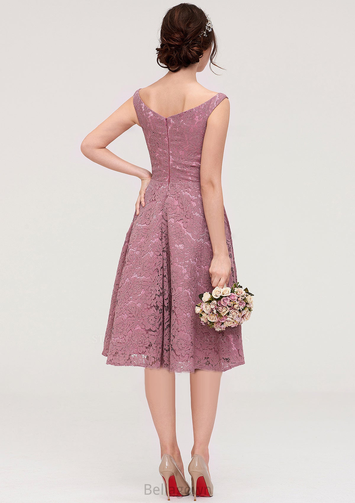 Sweetheart Sleeveless A-line/Princess Lace Knee-Length Bridesmaid Dresses Elyse DNP0025421