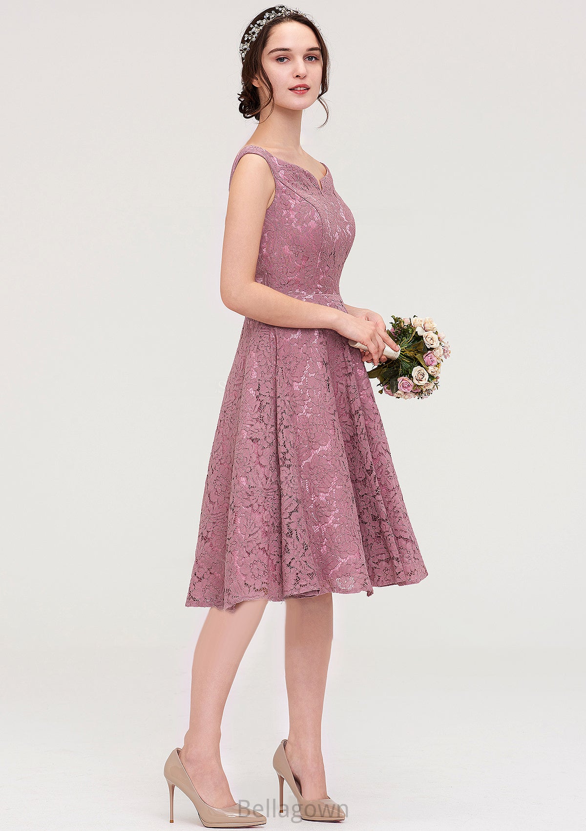 Sweetheart Sleeveless A-line/Princess Lace Knee-Length Bridesmaid Dresses Elyse DNP0025421