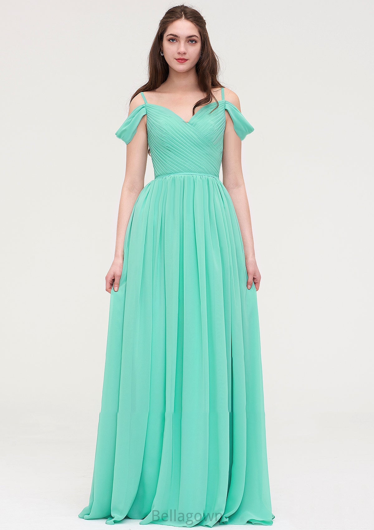 Sweetheart Sleeveless Long/Floor-Length Chiffon A-line/Princess Bridesmaid Dresses With Pleated Ryann DNP0025422