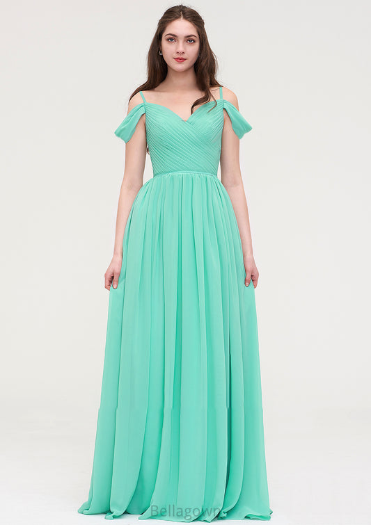 Sweetheart Sleeveless Long/Floor-Length Chiffon A-line/Princess Bridesmaid Dresses With Pleated Ryann DNP0025422