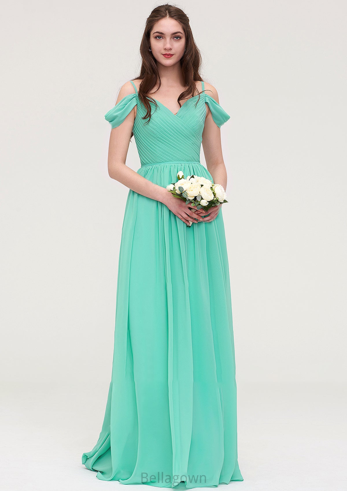 Sweetheart Sleeveless Long/Floor-Length Chiffon A-line/Princess Bridesmaid Dresses With Pleated Ryann DNP0025422