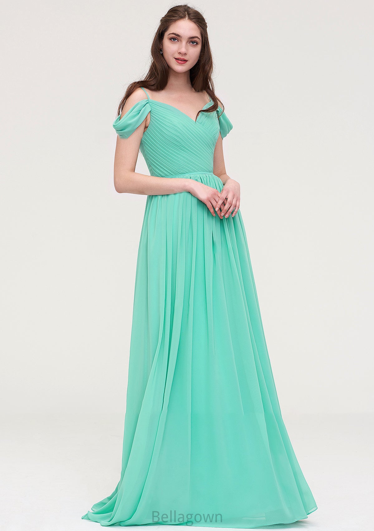 Sweetheart Sleeveless Long/Floor-Length Chiffon A-line/Princess Bridesmaid Dresses With Pleated Ryann DNP0025422