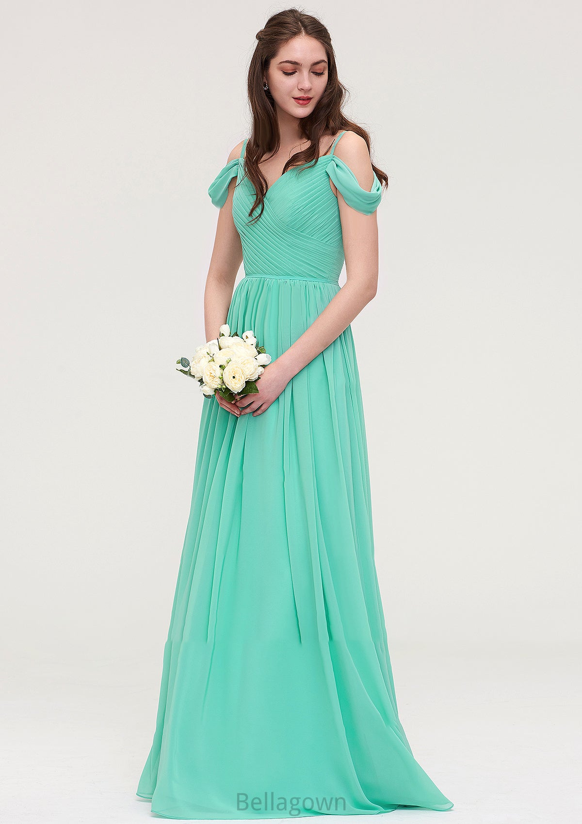 Sweetheart Sleeveless Long/Floor-Length Chiffon A-line/Princess Bridesmaid Dresses With Pleated Ryann DNP0025422