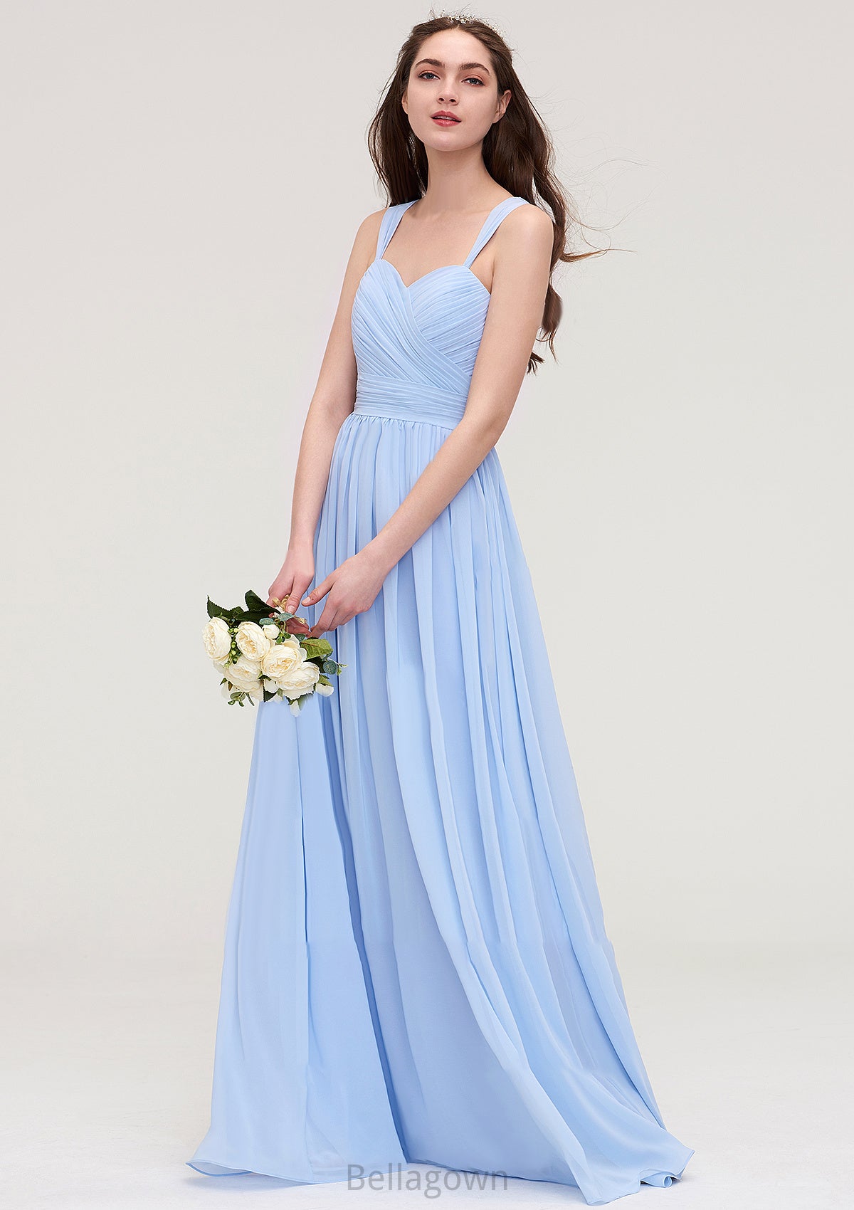 Sleeveless Sweetheart Long/Floor-Length Chiffon A-line/Princess Bridesmaid Dresses With Pleated Ashleigh DNP0025437