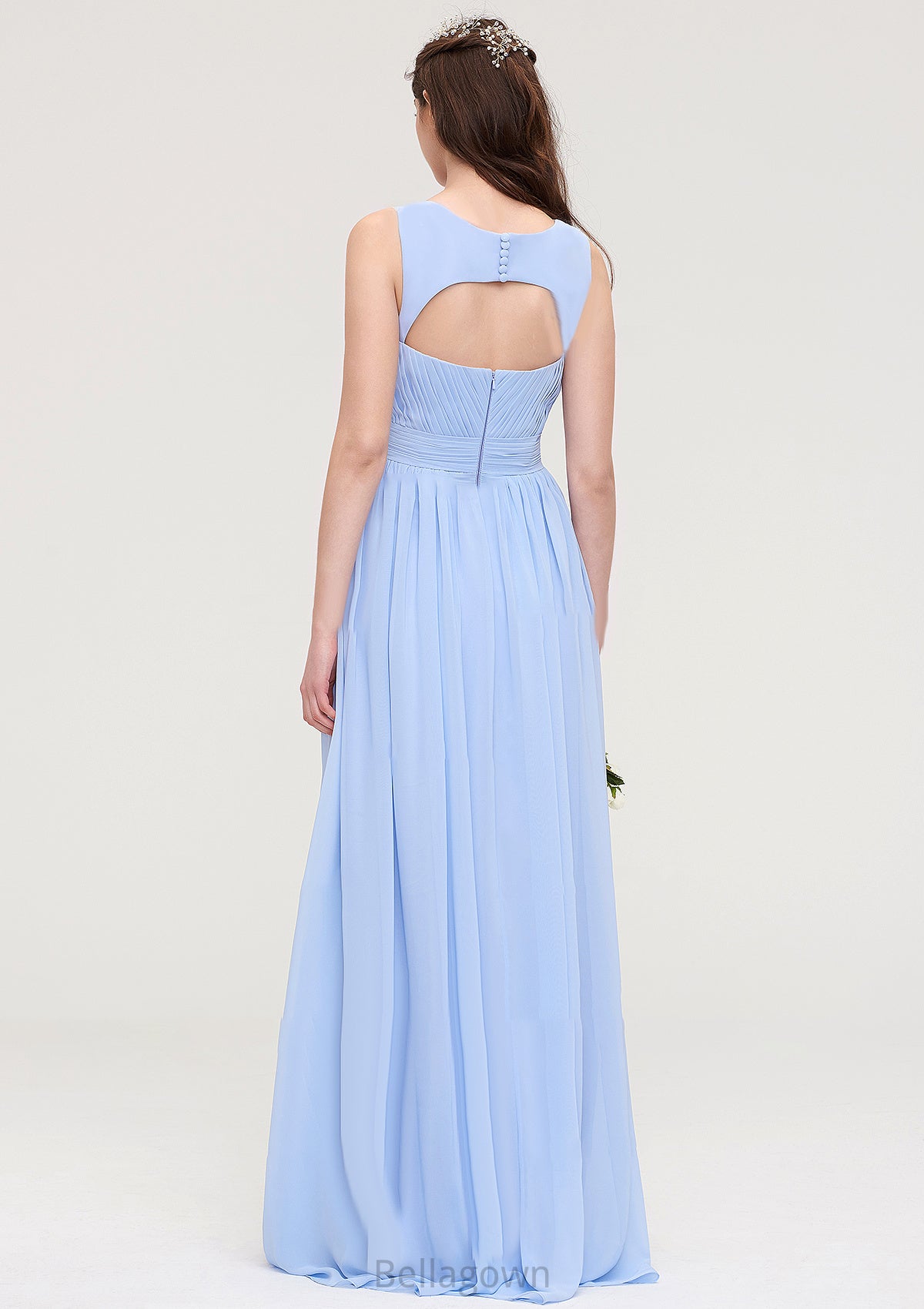 Sleeveless Sweetheart Long/Floor-Length Chiffon A-line/Princess Bridesmaid Dresses With Pleated Ashleigh DNP0025437