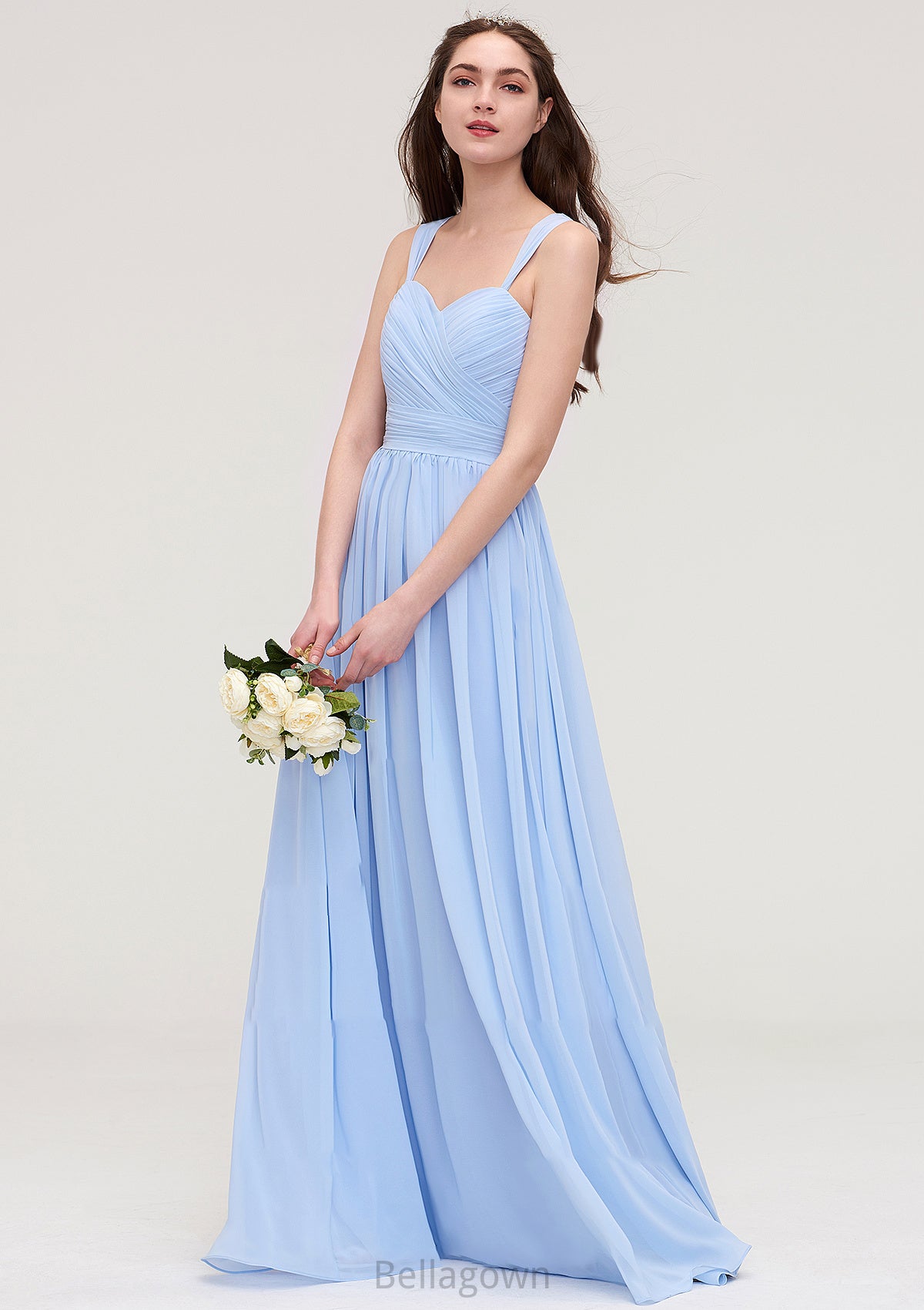 Sleeveless Sweetheart Long/Floor-Length Chiffon A-line/Princess Bridesmaid Dresses With Pleated Ashleigh DNP0025437