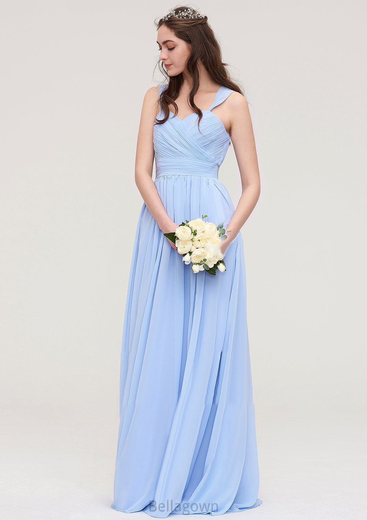 Sleeveless Sweetheart Long/Floor-Length Chiffon A-line/Princess Bridesmaid Dresses With Pleated Ashleigh DNP0025437