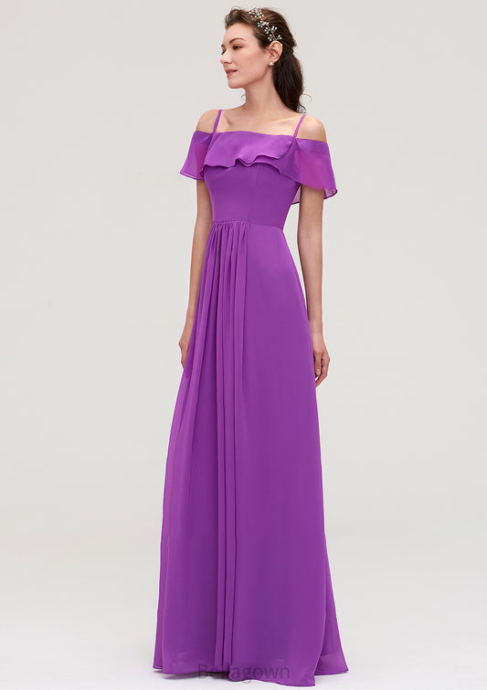 Sleeveless Off-the-Shoulder Chiffon A-line/Princess Long/Floor-Length Bridesmaid Dresseses With Ruffles Jessie DNP0025452