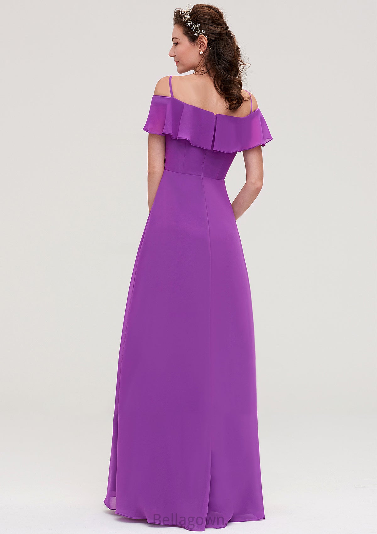 Sleeveless Off-the-Shoulder Chiffon A-line/Princess Long/Floor-Length Bridesmaid Dresseses With Ruffles Jessie DNP0025452