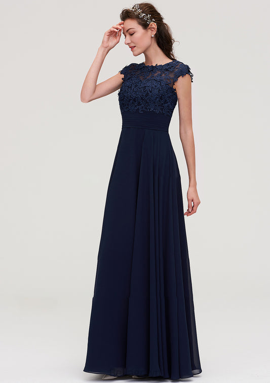 Sleeveless Chiffon A-line/Princess Long/Floor-Length Bridesmaid Dresseses With Appliqued Saniyah DNP0025455