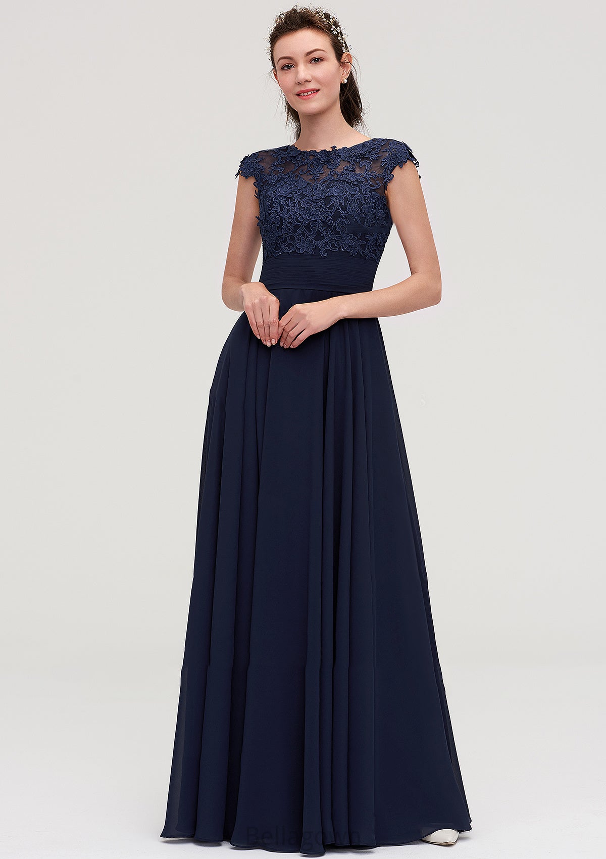 Sleeveless Chiffon A-line/Princess Long/Floor-Length Bridesmaid Dresseses With Appliqued Saniyah DNP0025455