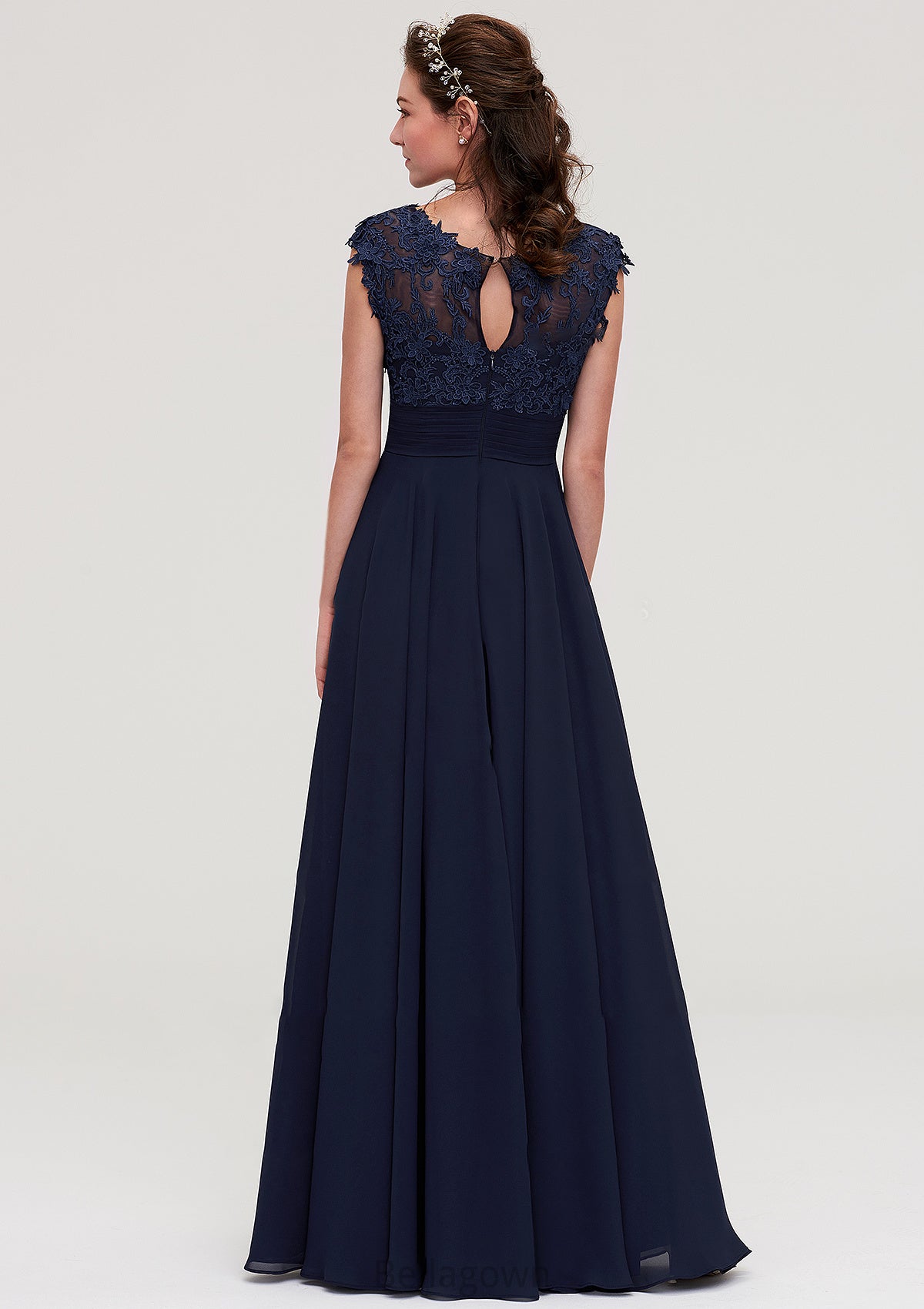 Sleeveless Chiffon A-line/Princess Long/Floor-Length Bridesmaid Dresseses With Appliqued Saniyah DNP0025455