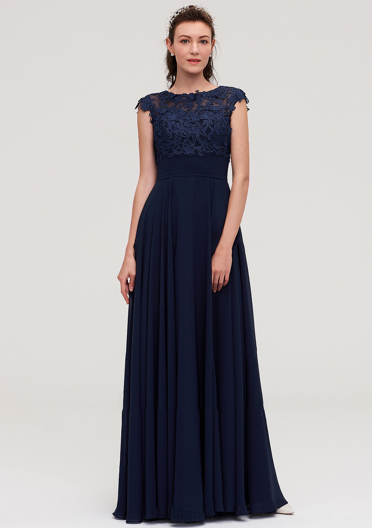 Sleeveless Chiffon A-line/Princess Long/Floor-Length Bridesmaid Dresseses With Appliqued Saniyah DNP0025455