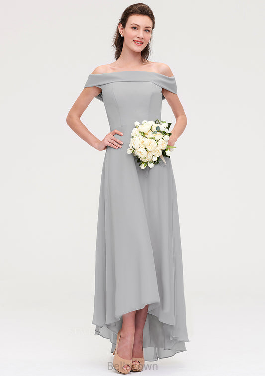 Off-the-Shoulder Sleeveless Asymmetrical Chiffon A-line/Princess Bridesmaid Dresseses Nevaeh DNP0025465