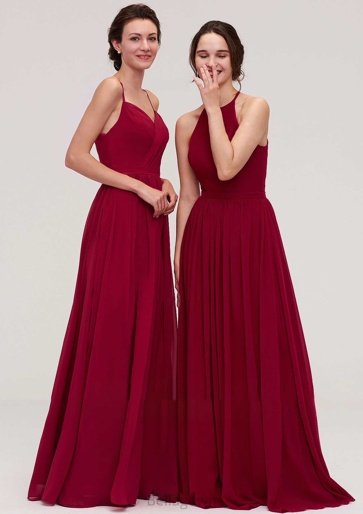 Sleeveless Sweetheart Long/Floor-Length Chiffon A-line/Princess Bridesmaid Dresseses With Split Pleated Jazlyn DNP0025477