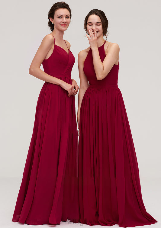 Sleeveless Sweetheart Long/Floor-Length Chiffon A-line/Princess Bridesmaid Dresseses With Split Pleated Jazlyn DNP0025477