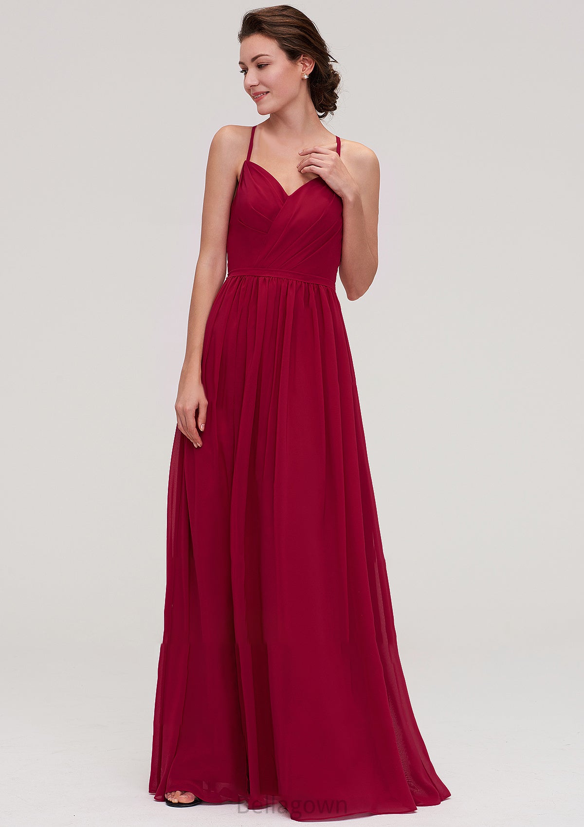 Sleeveless Sweetheart Long/Floor-Length Chiffon A-line/Princess Bridesmaid Dresseses With Split Pleated Jazlyn DNP0025477