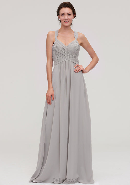 Sleeveless Sweetheart Long/Floor-Length Chiffon A-line/Princess Bridesmaid Dresseses With Pleated Beading Janessa DNP0025478