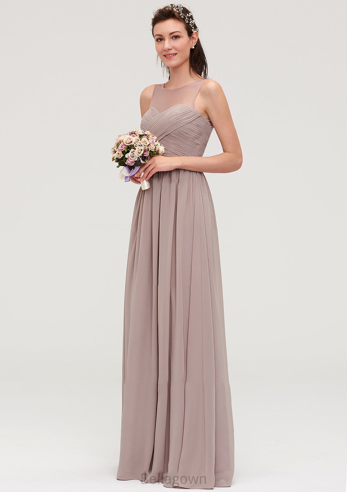 Sleeveless A-line/Princess Chiffon Long/Floor-Length Bridesmaid Dresseses With Pleated Karlee DNP0025479