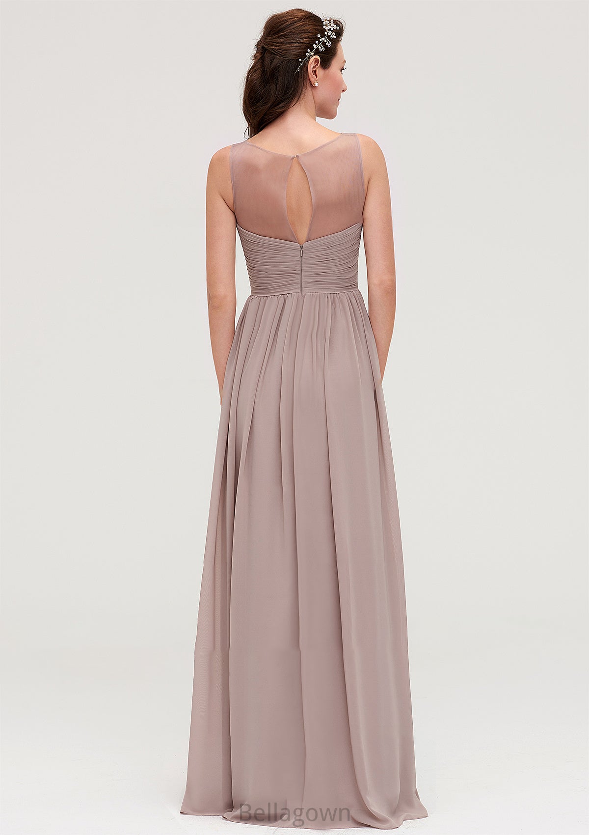 Sleeveless A-line/Princess Chiffon Long/Floor-Length Bridesmaid Dresseses With Pleated Karlee DNP0025479