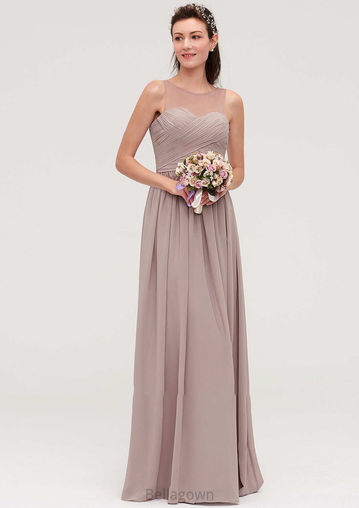 Sleeveless A-line/Princess Chiffon Long/Floor-Length Bridesmaid Dresseses With Pleated Karlee DNP0025479