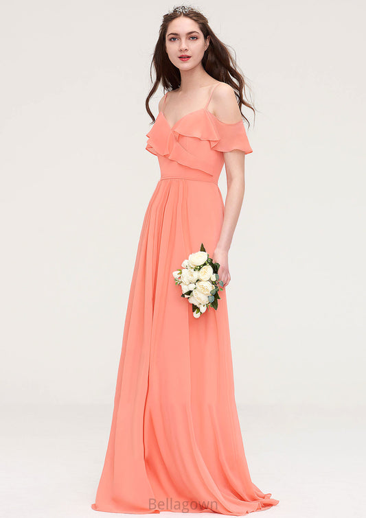 Sleeveless Sweetheart Long/Floor-Length Chiffon A-line/Princess Bridesmaid Dresses With Pleated Alivia DNP0025492