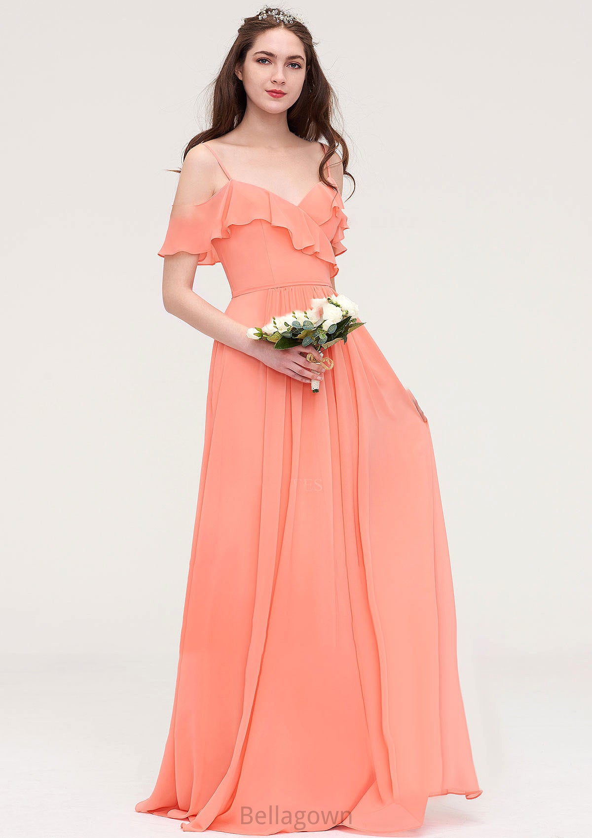 Sleeveless Sweetheart Long/Floor-Length Chiffon A-line/Princess Bridesmaid Dresses With Pleated Alivia DNP0025492