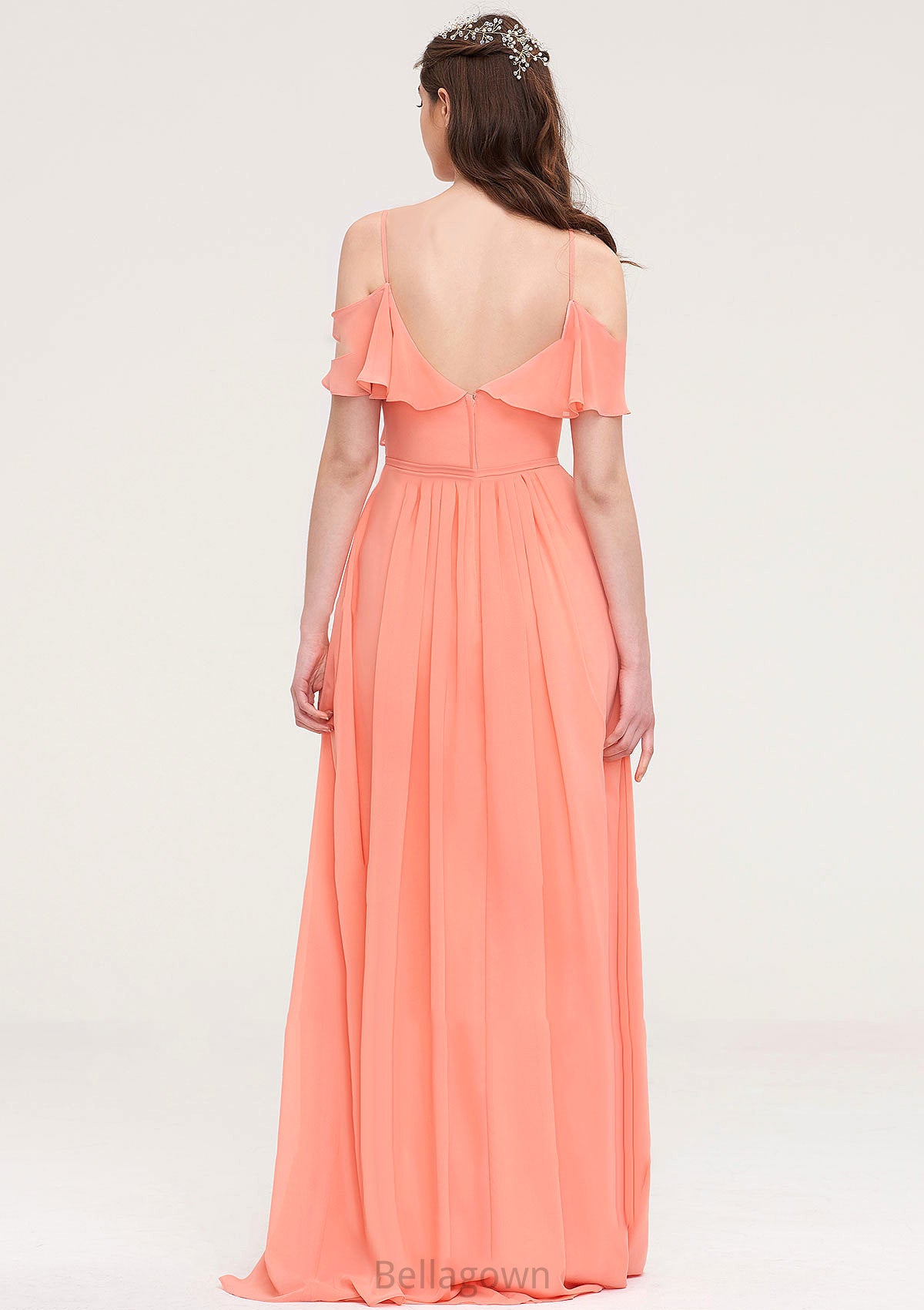 Sleeveless Sweetheart Long/Floor-Length Chiffon A-line/Princess Bridesmaid Dresses With Pleated Alivia DNP0025492