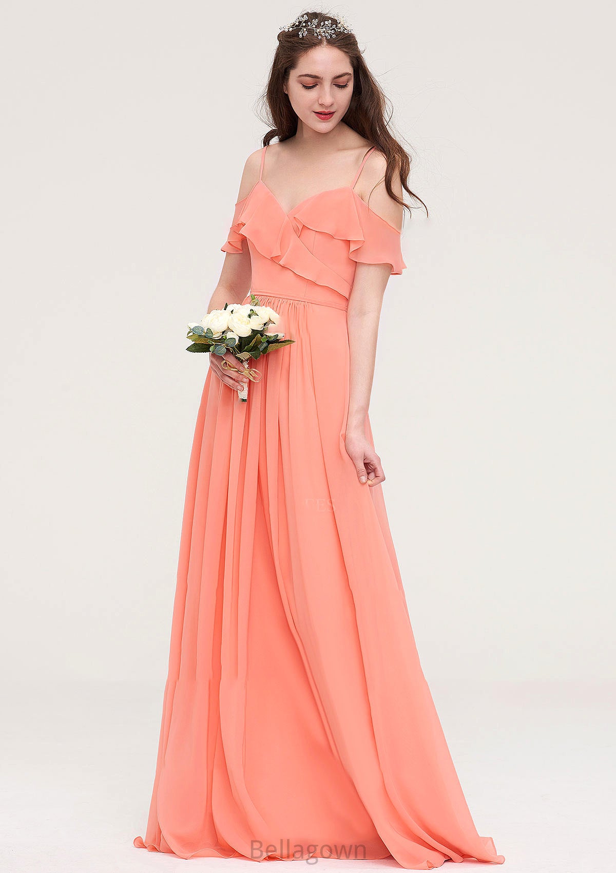 Sleeveless Sweetheart Long/Floor-Length Chiffon A-line/Princess Bridesmaid Dresses With Pleated Alivia DNP0025492