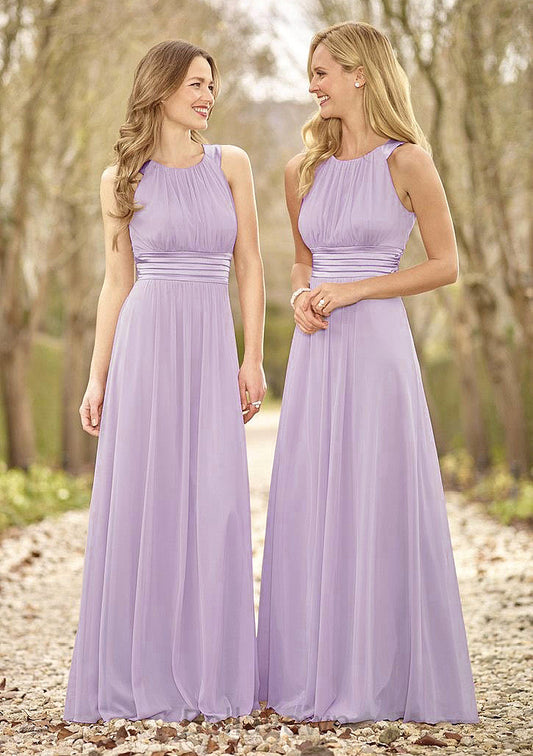 Scoop Neck A-Line/Princess Long/Floor-Length Chiffon Bridesmaid Dresses Marissa DNP0025516