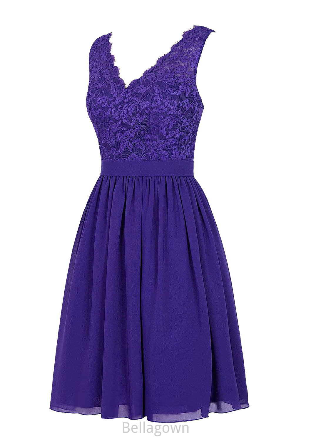 Sleeveless V Neck Knee-Length Chiffon A-line/Princess Bridesmaid Dresses With Lace Alison DNP0025588