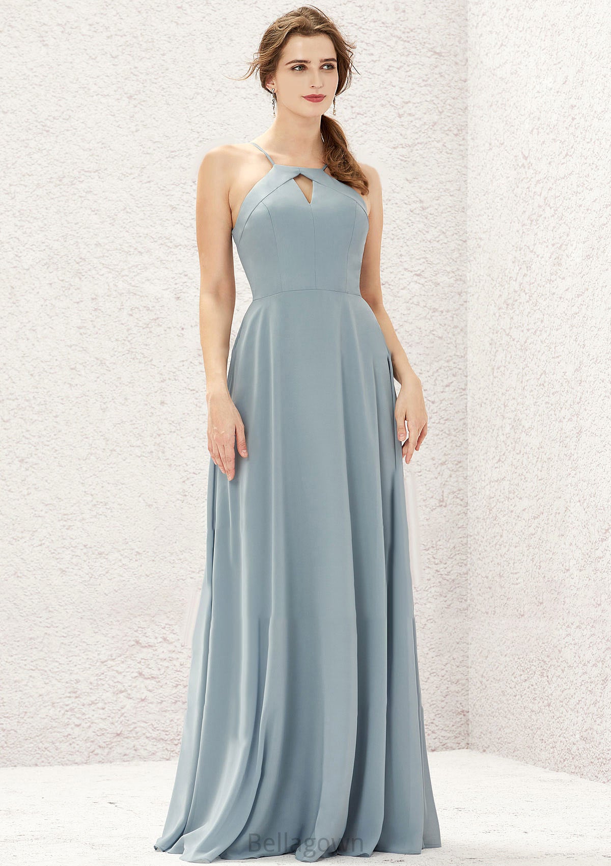 A-line Bateau Sleeveless Long/Floor-Length Chiffon Bridesmaid Dresses Sariah DNP0025638