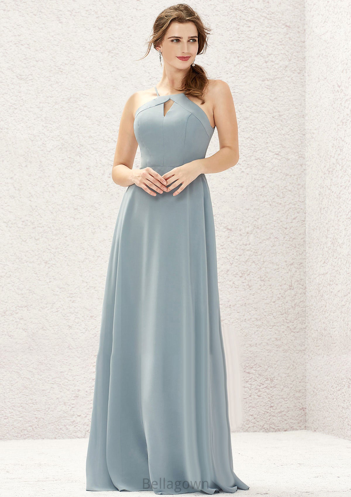 A-line Bateau Sleeveless Long/Floor-Length Chiffon Bridesmaid Dresses Sariah DNP0025638