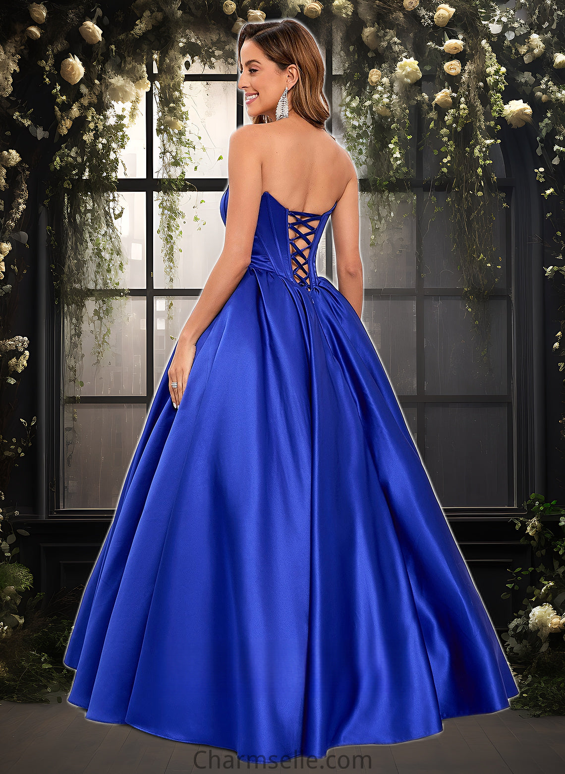 Kaitlynn Ball-Gown/Princess Straight Floor-Length Satin Prom Dresses DNP0025831