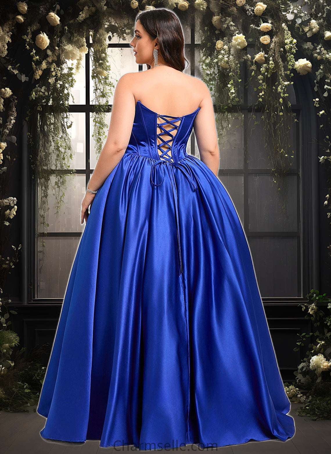 Kaitlynn Ball-Gown/Princess Straight Floor-Length Satin Prom Dresses DNP0025831