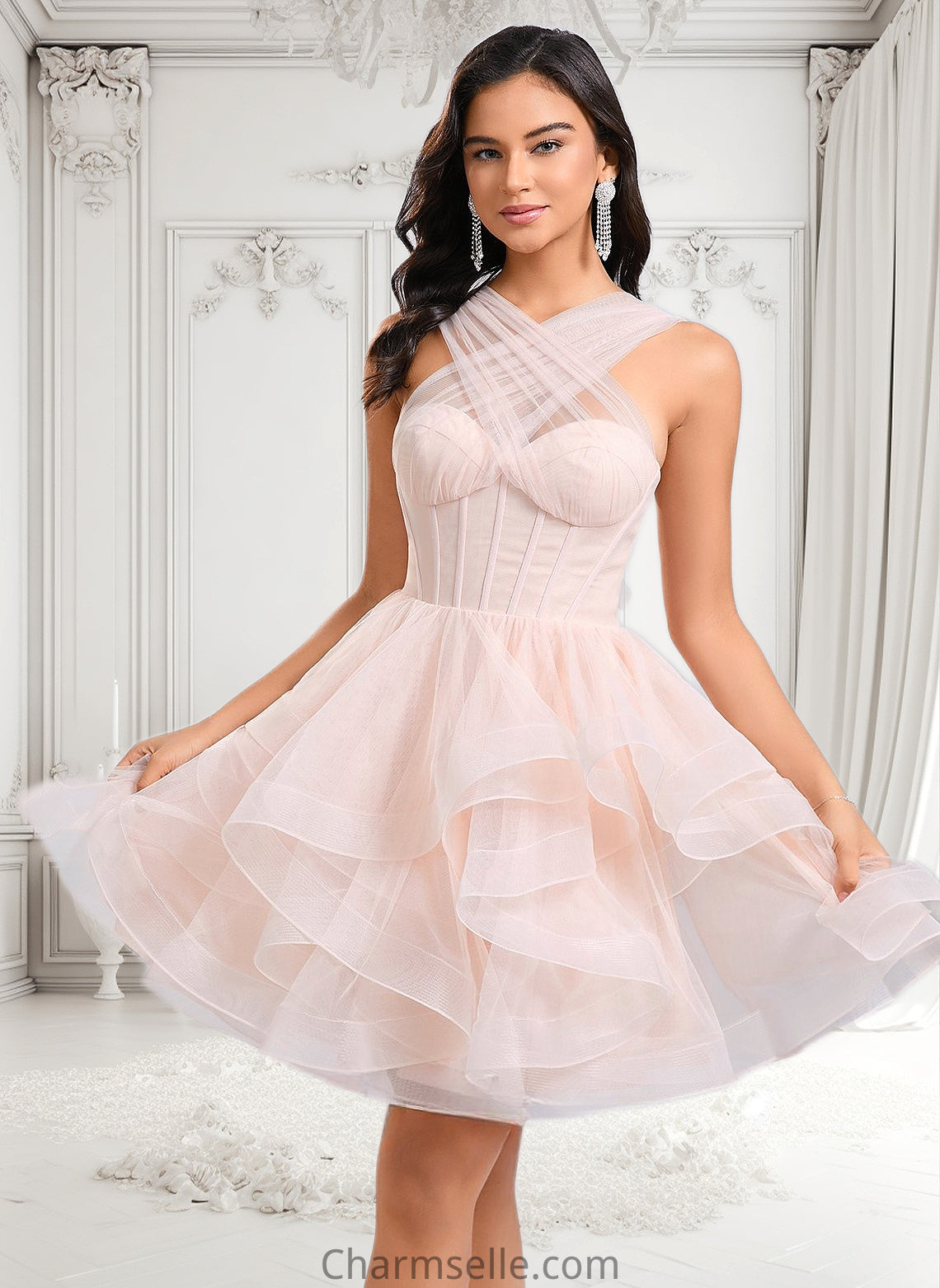 Arielle Ball-Gown/Princess Sweetheart Short Tulle Homecoming Dress DNP0025667