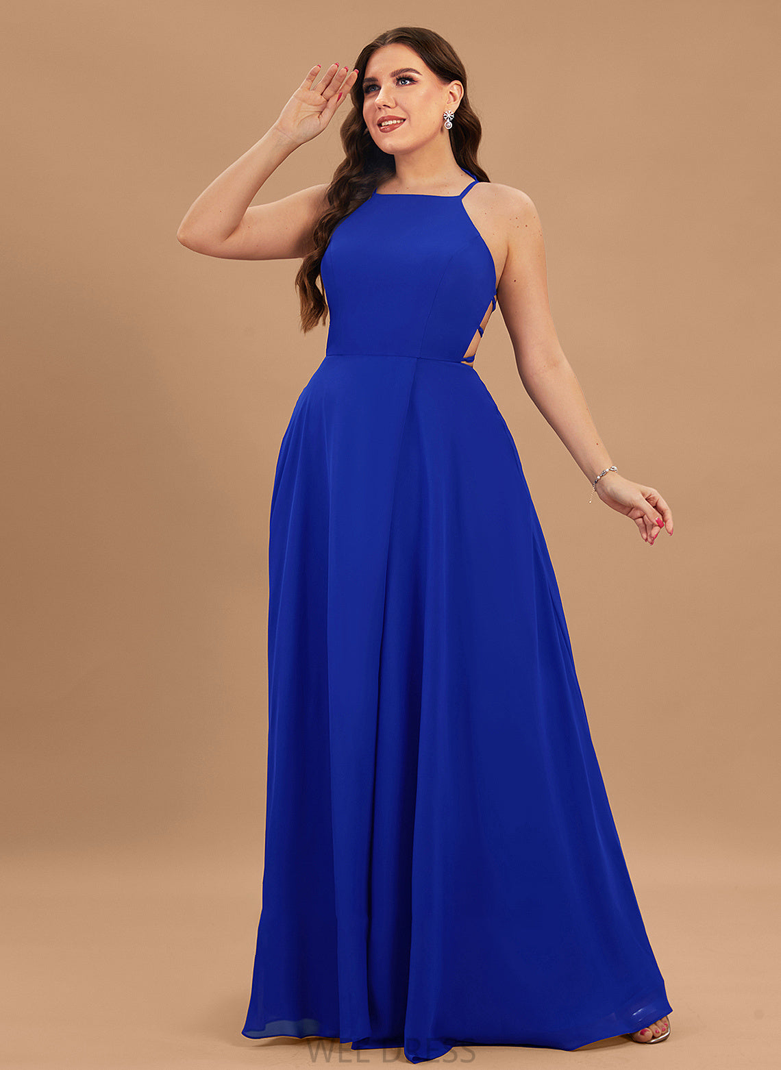 Neck Front Floor-Length Scoop A-Line With Julie Split Prom Dresses Chiffon