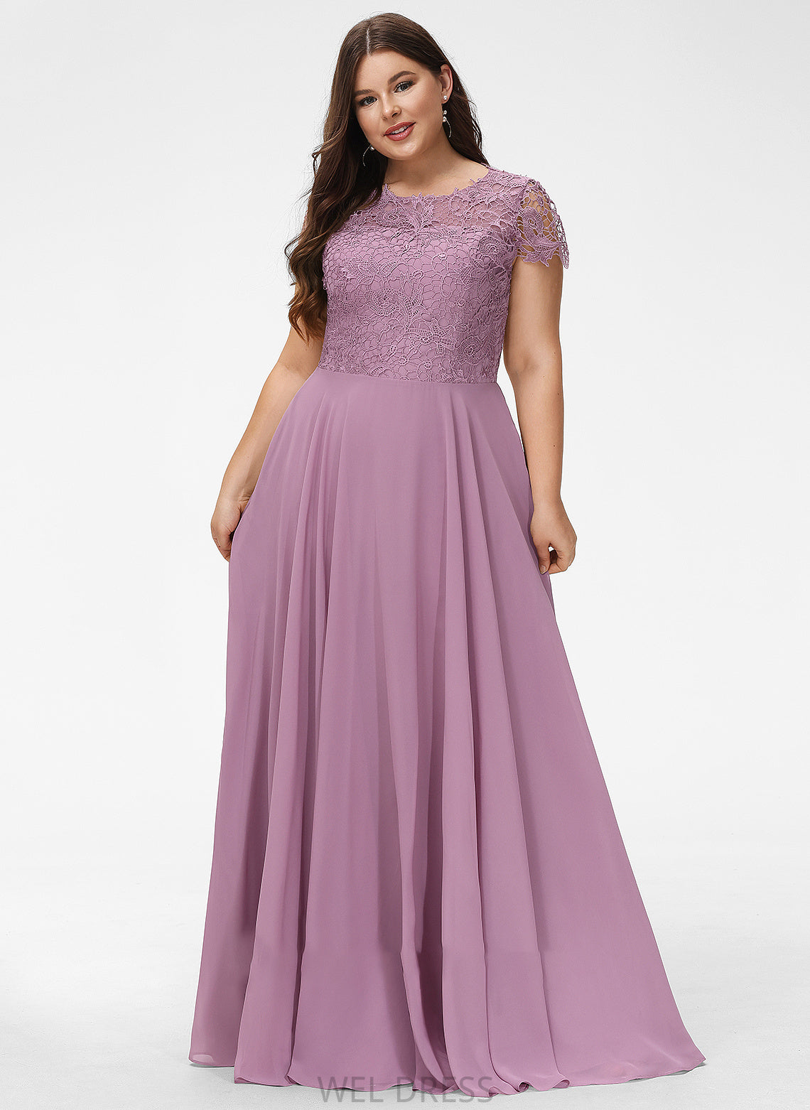 Chiffon With Prom Dresses Lace A-Line Pockets Neck Angelique Floor-Length Scoop