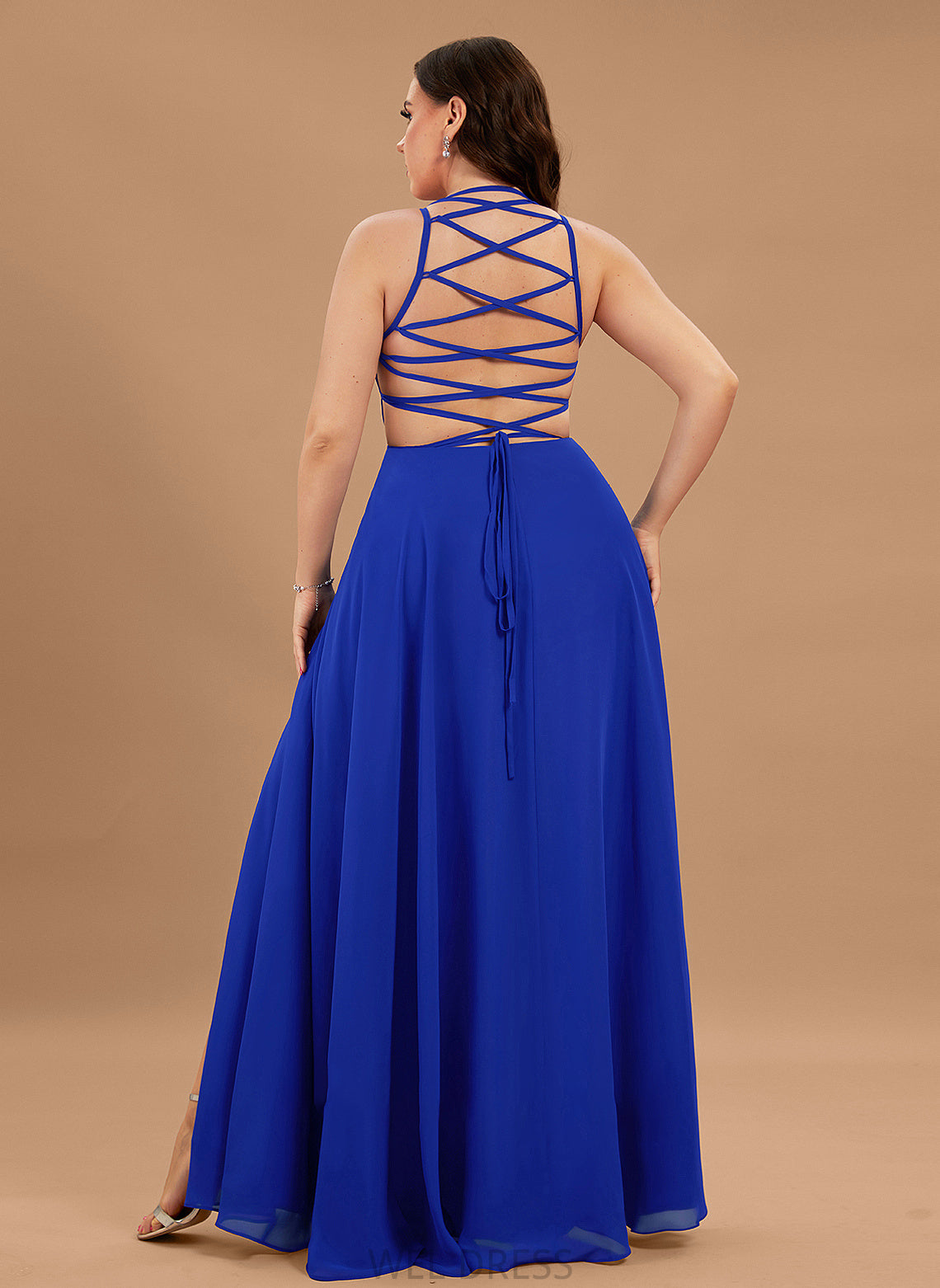 Neck Front Floor-Length Scoop A-Line With Julie Split Prom Dresses Chiffon