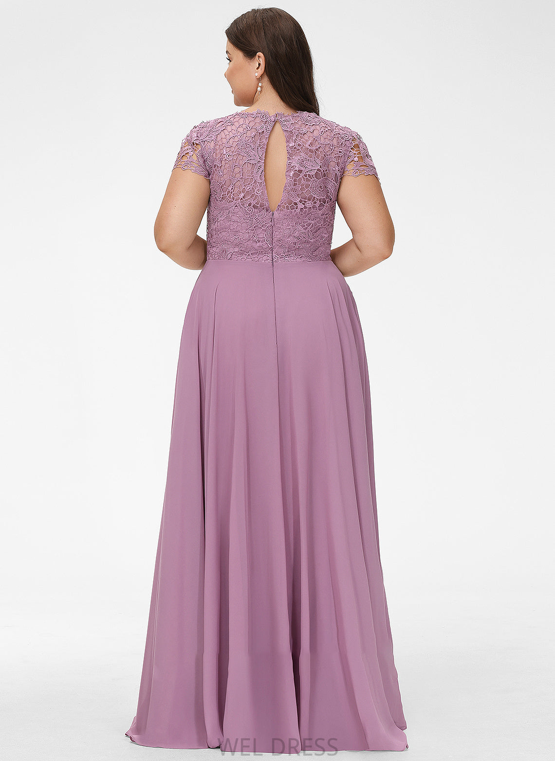 Chiffon With Prom Dresses Lace A-Line Pockets Neck Angelique Floor-Length Scoop