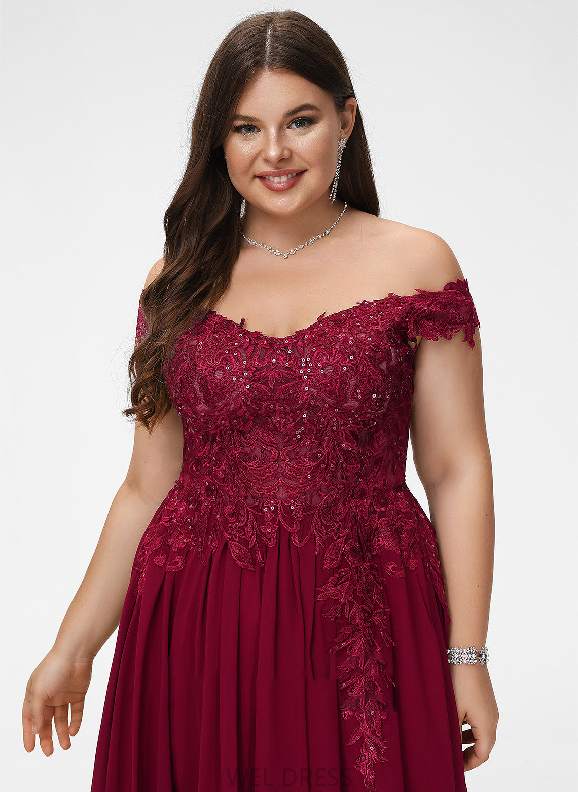 Chiffon With Lace Kimora Sweep A-Line Sequins Off-the-Shoulder Prom Dresses Train