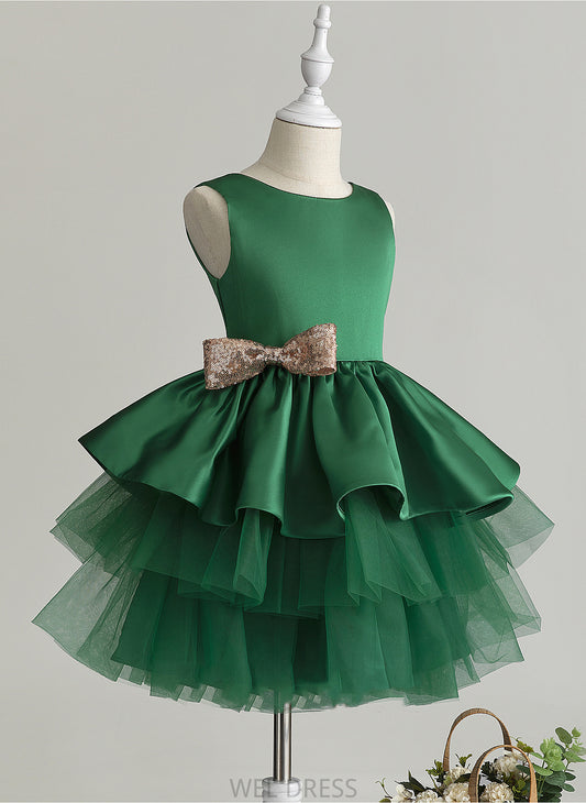 Flower Girl Dresses Girl Neck Ball-Gown/Princess Sleeveless - Tulle With Dress Bow(s) Yasmin Flower Scoop Knee-length